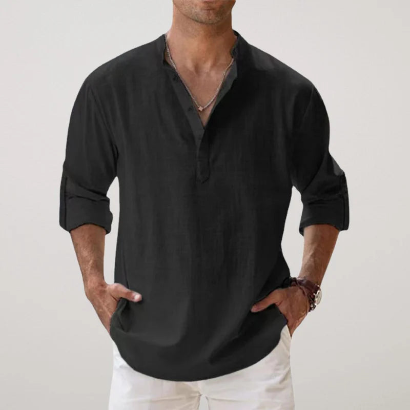 Richard | Camisa Henley de Algodón y Lino