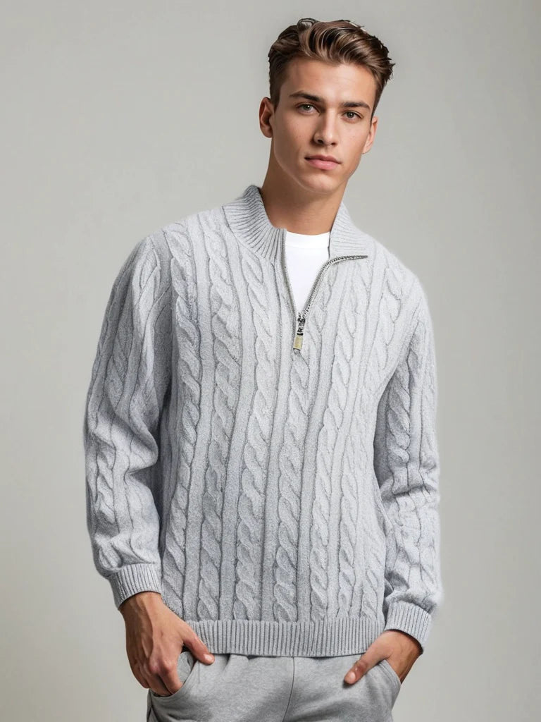 Vincent | Jersey de cachemira con media cremallera para hombre