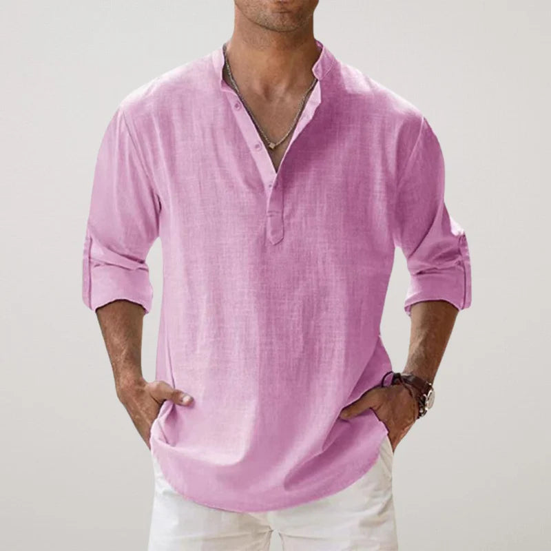 Richard | Camisa Henley de Algodón y Lino