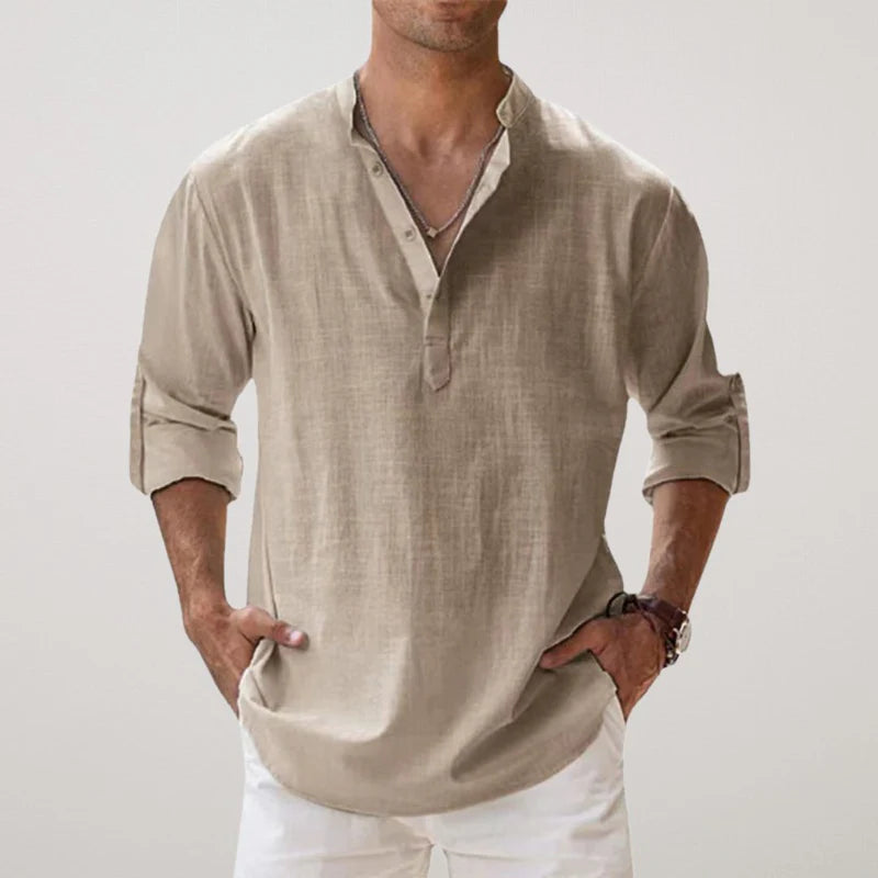 Richard | Camisa Henley de Algodón y Lino