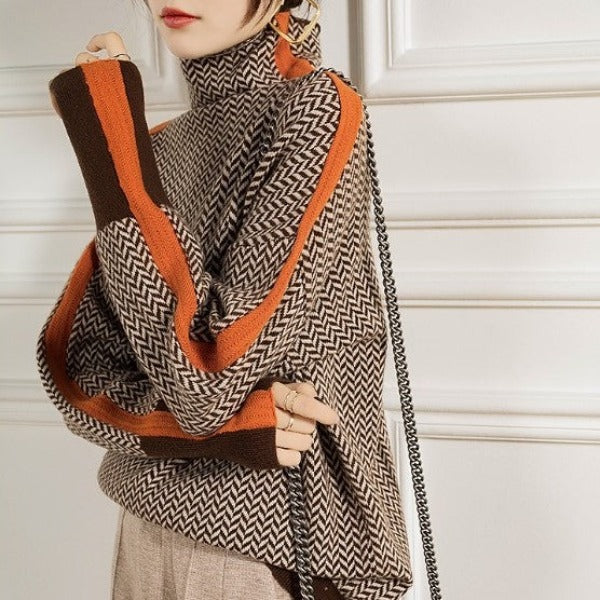 Malou | Jersey con cuello alto y franjas en contraste