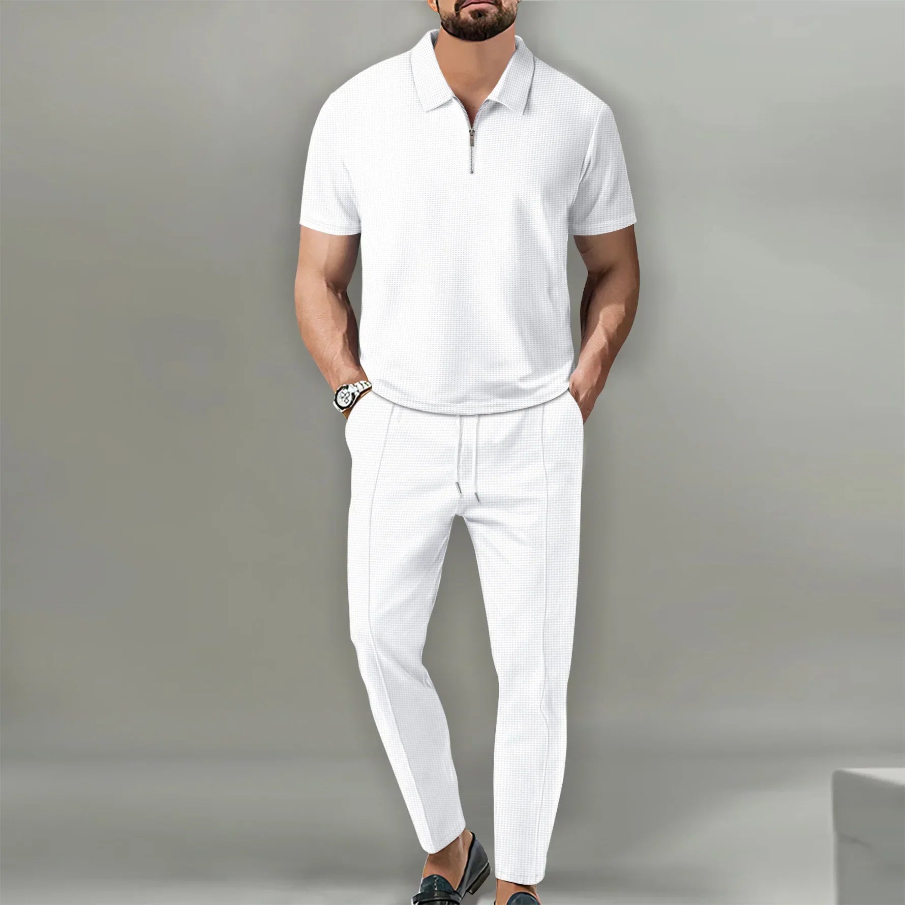 Fredo™ Conjunto Elegante de Polo con Cremallera y Pantalones Cómodos