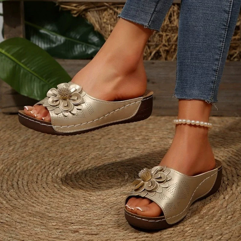 Viviana™ Sandalias de Cuero con Estampado Floral