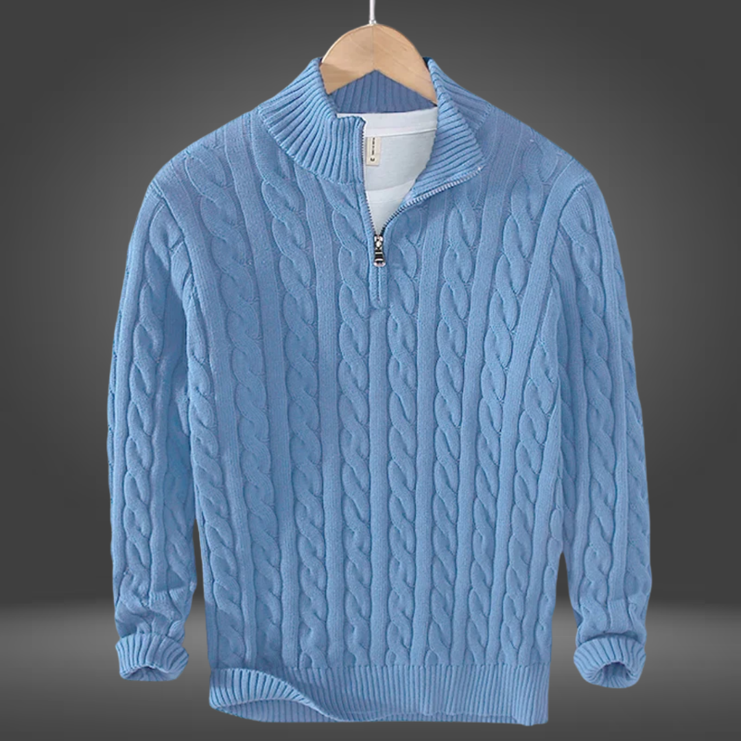 Vincent | Jersey de cachemira con media cremallera para hombre