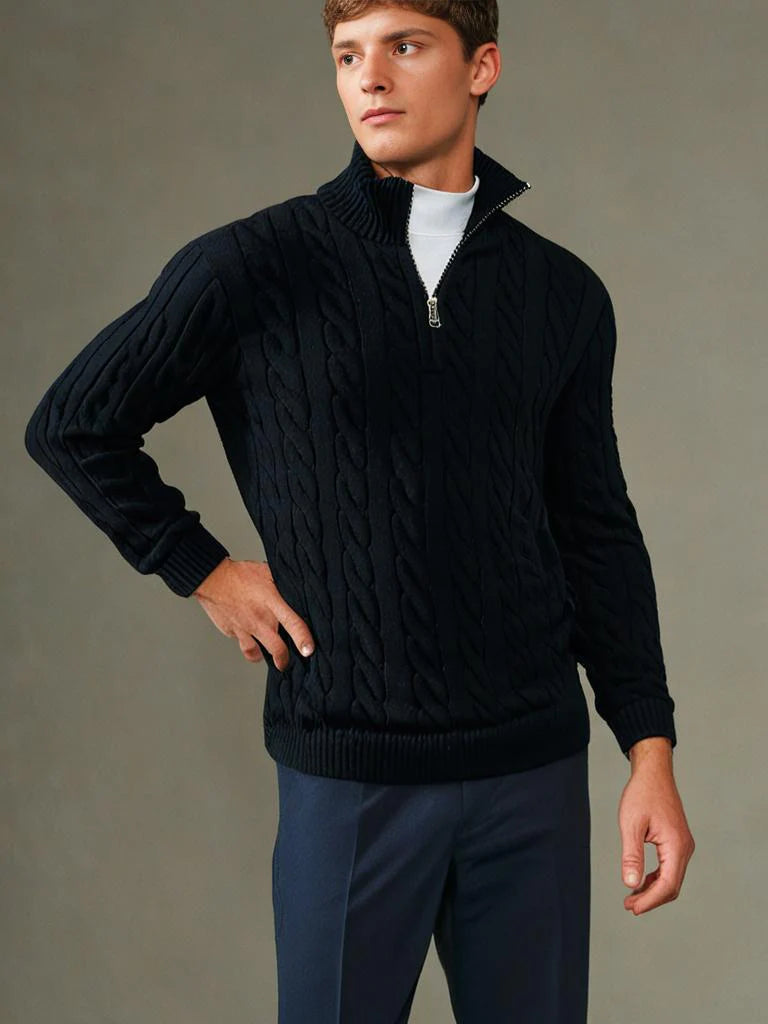 Vincent | Jersey de cachemira con media cremallera para hombre