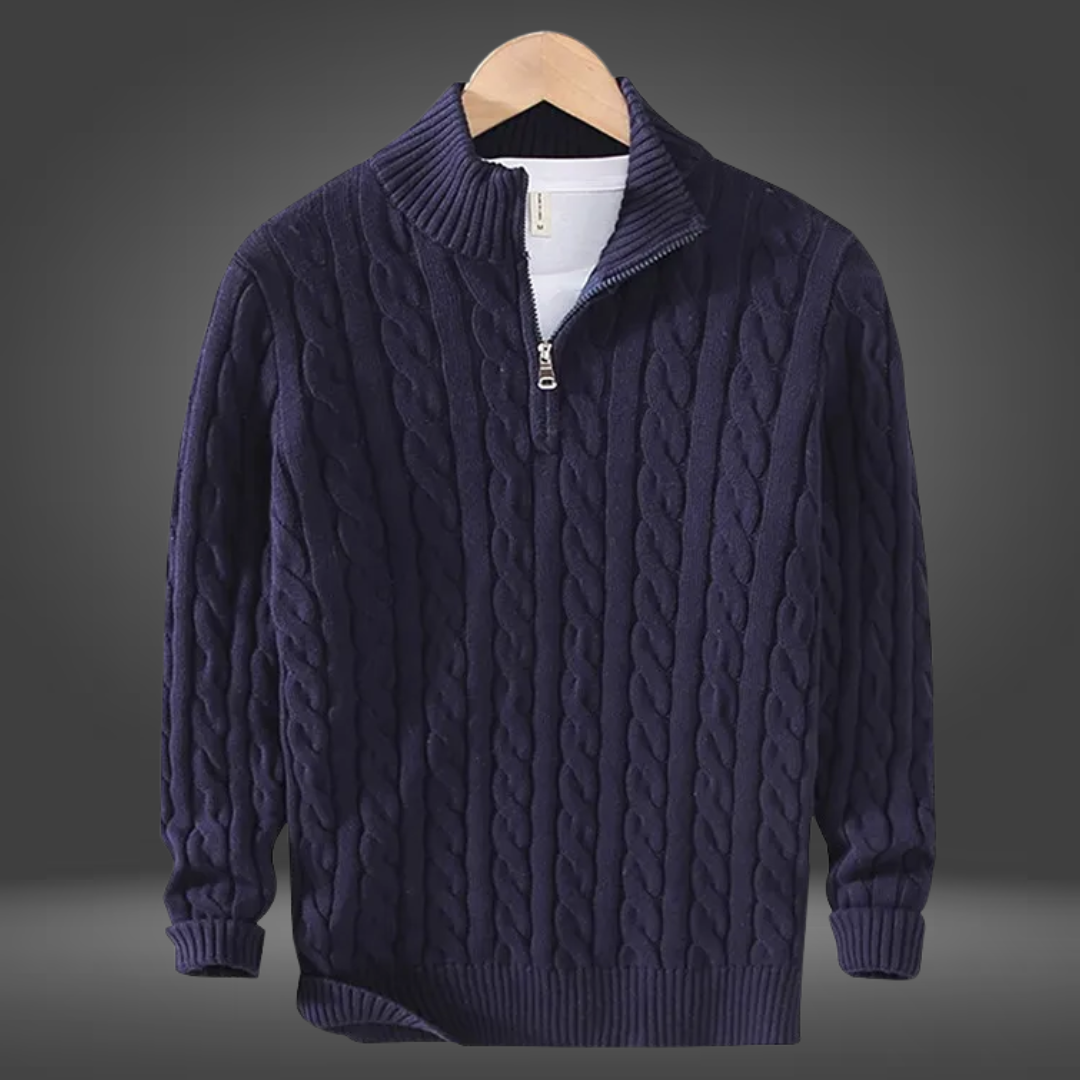 Vincent | Jersey de cachemira con media cremallera para hombre