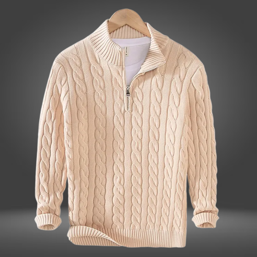 Vincent | Jersey de cachemira con media cremallera para hombre