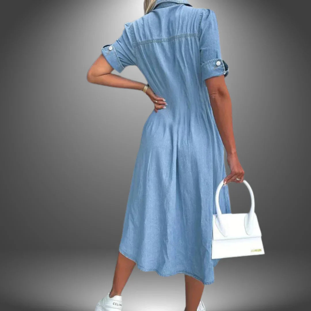 Sabina | Vestido Largo Vaquero Artesanal