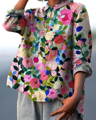 Esmae | Camisa Floral Algodón-Lino