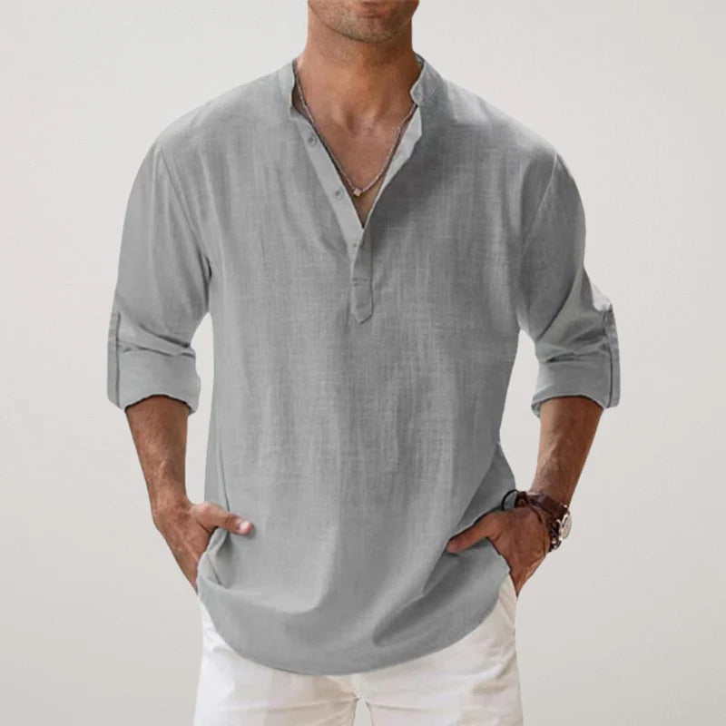 Richard | Camisa Henley de Algodón y Lino