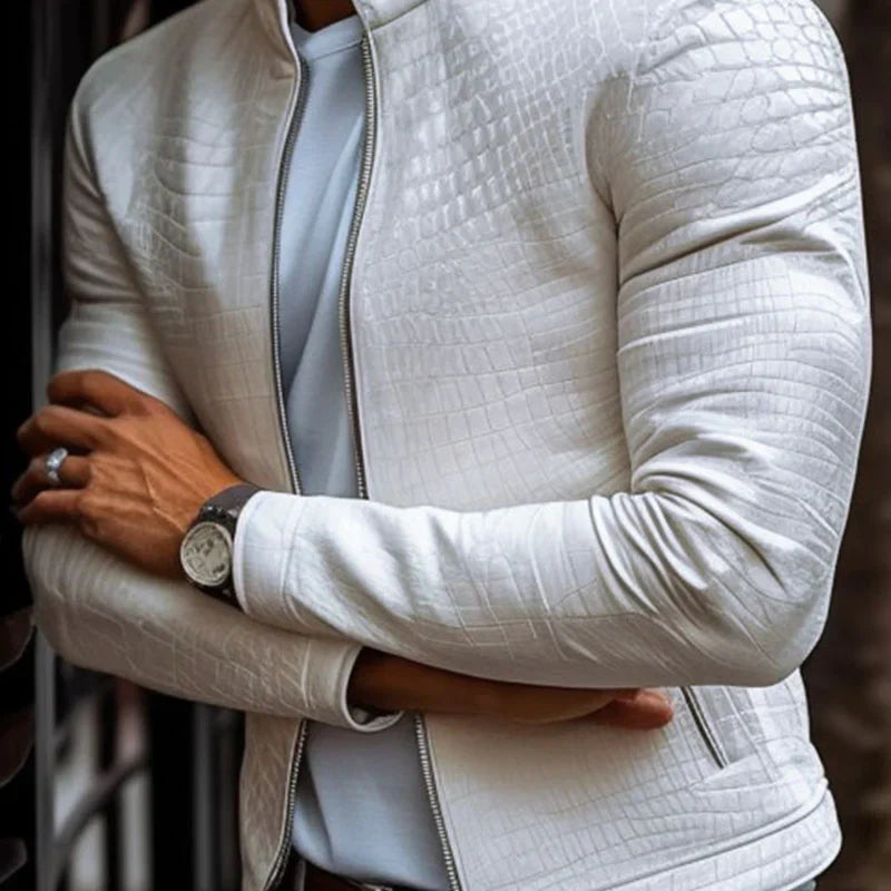 El Titán | Cazadora de Piel para Hombre con Estampado de Piedra