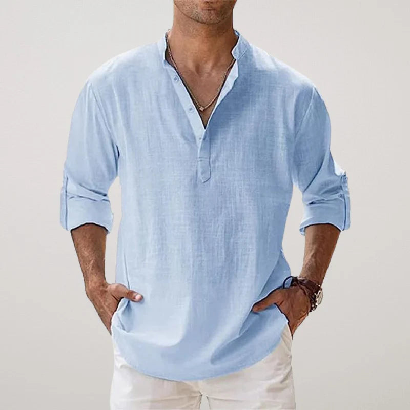 Richard | Camisa Henley de Algodón y Lino