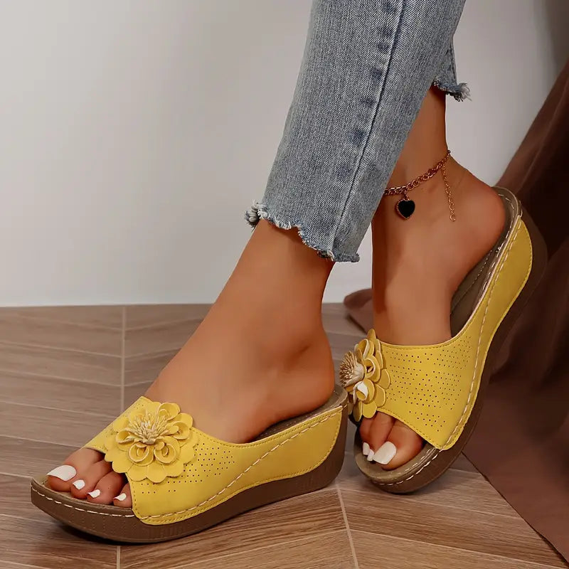 Viviana™ Sandalias de Cuero con Estampado Floral