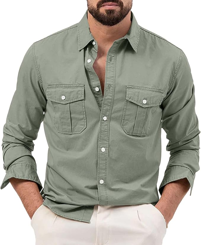 Gianluigi™ Camisa Casual de Carga de Algodón