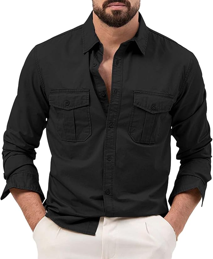 Gianluigi™ Camisa Casual de Carga de Algodón