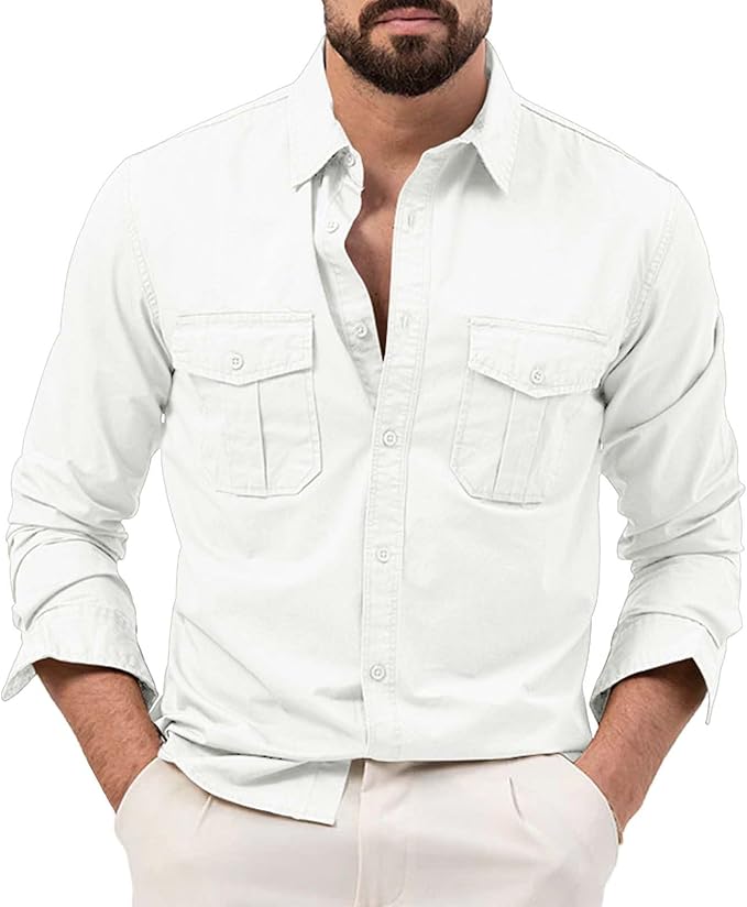 Gianluigi™ Camisa Casual de Carga de Algodón