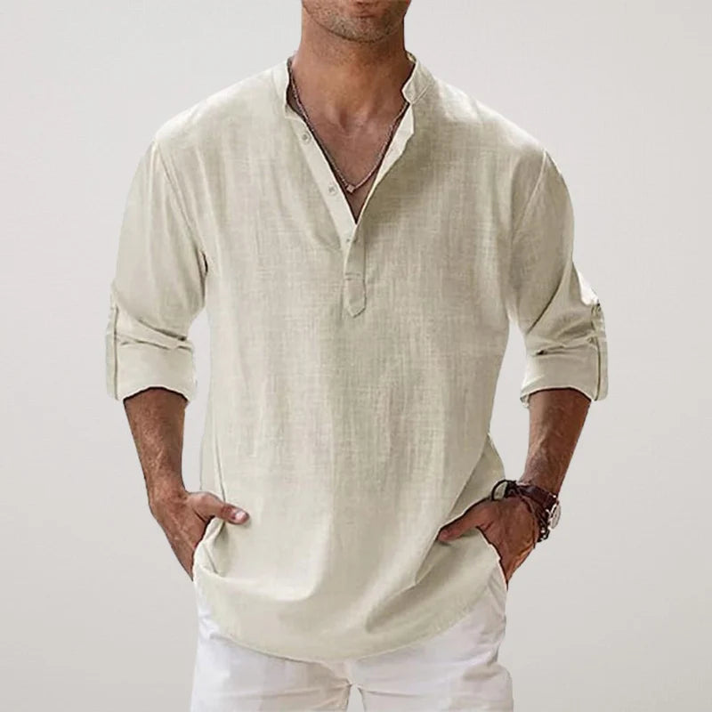 Richard | Camisa Henley de Algodón y Lino