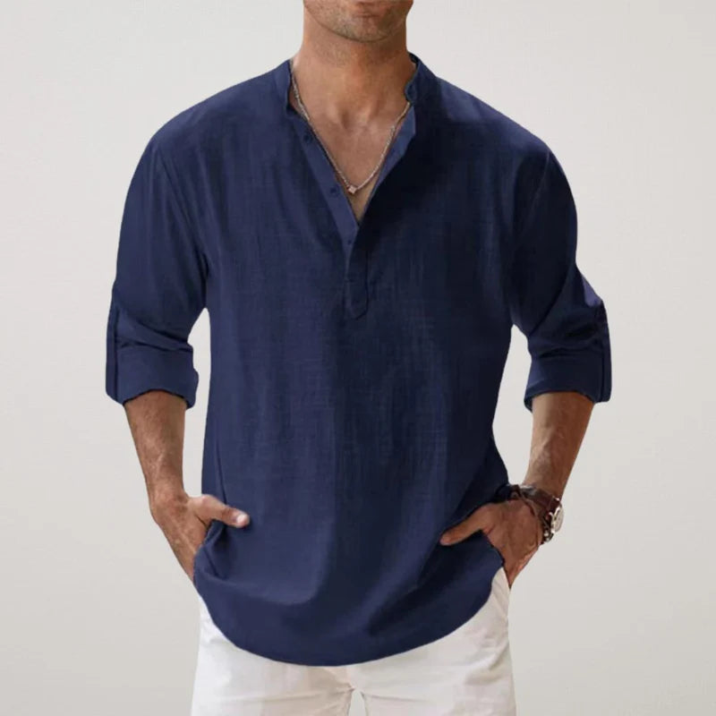 Richard | Camisa Henley de Algodón y Lino