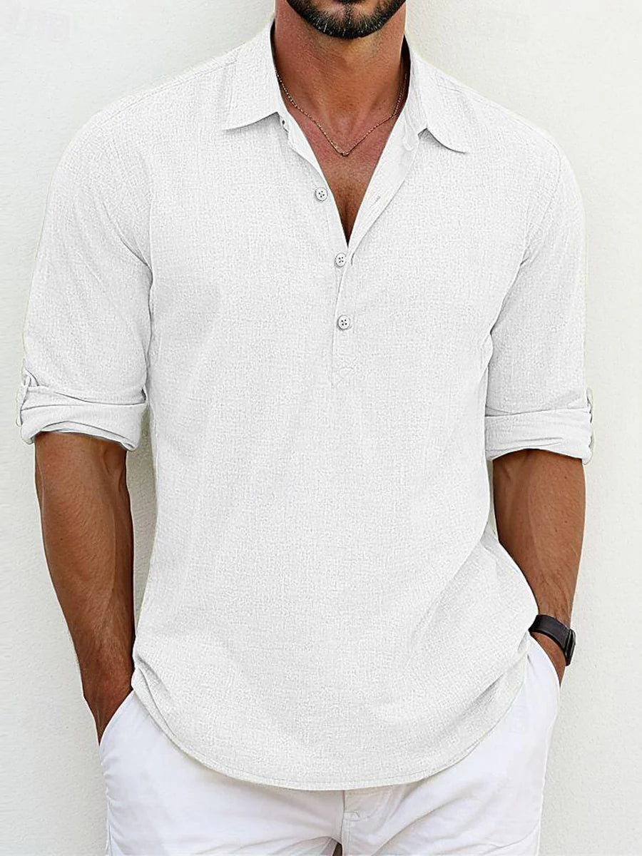 Noah | Camisa Clásica de Algodón y Lino para Hombre