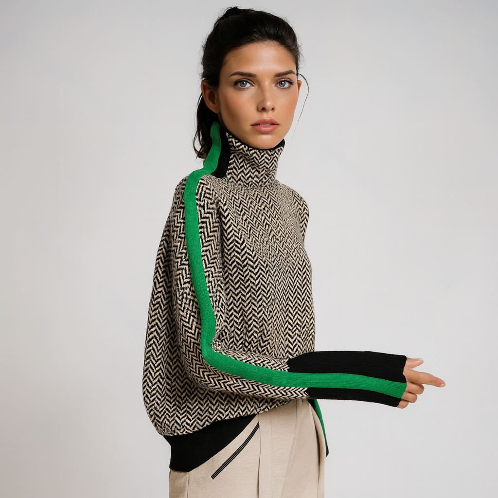 Malou | Jersey con cuello alto y franjas en contraste