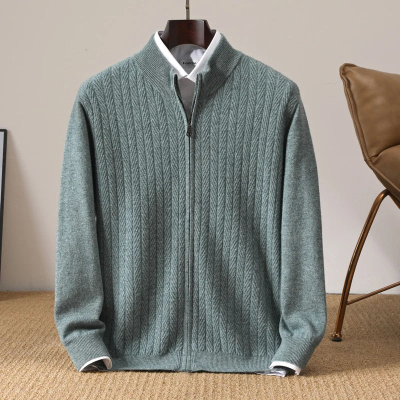 Harrison Beaumont | Men’s 100% Merino Wool Full Zip Jumper