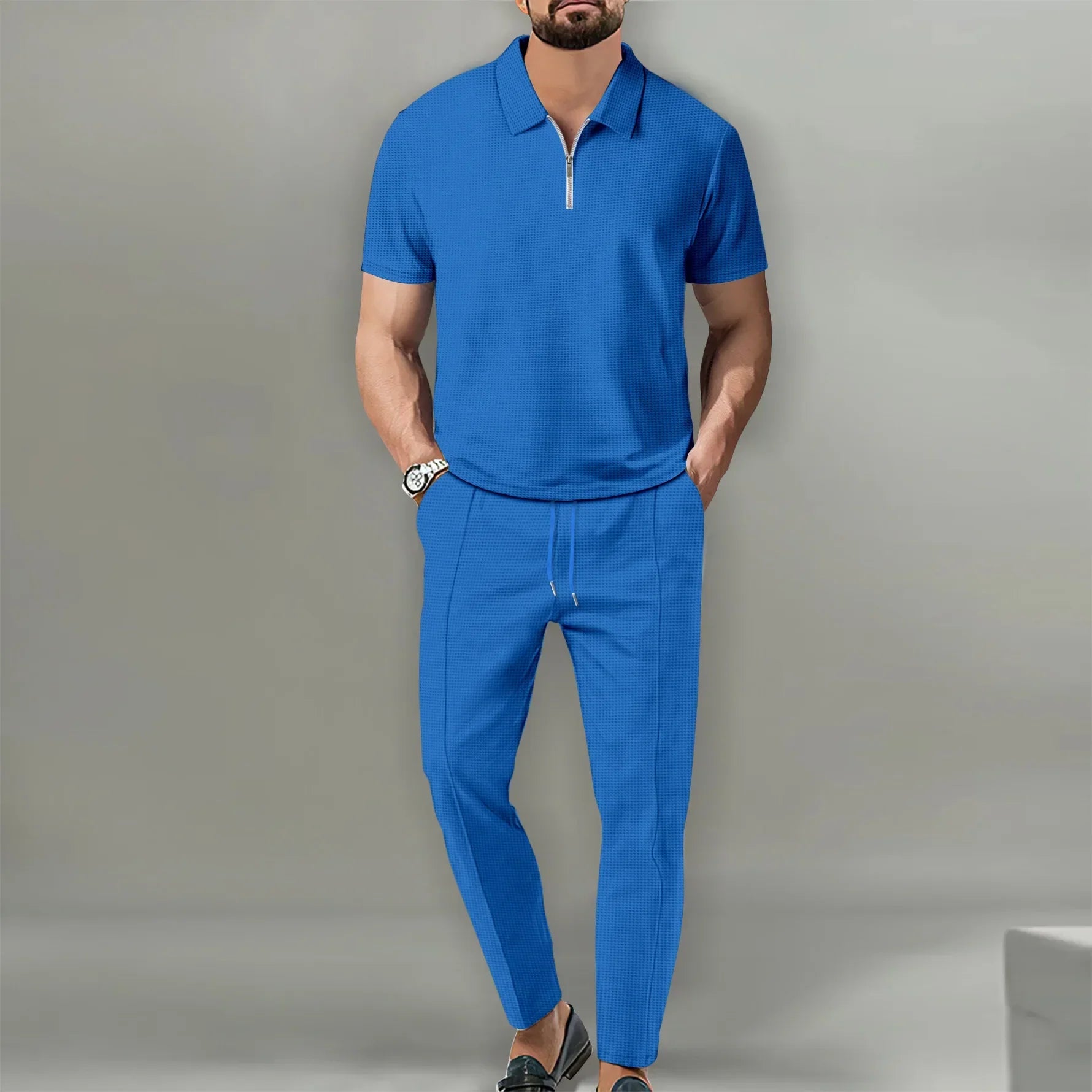 Fredo™ Conjunto Elegante de Polo con Cremallera y Pantalones Cómodos