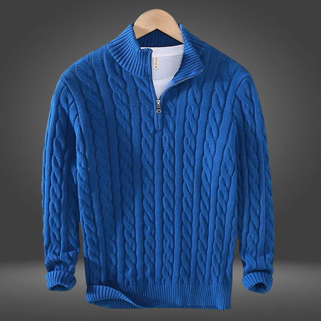 Vincent | Jersey de cachemira con media cremallera para hombre