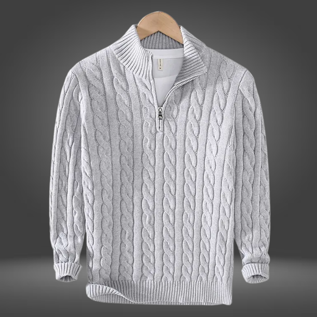 Vincent | Jersey de cachemira con media cremallera para hombre