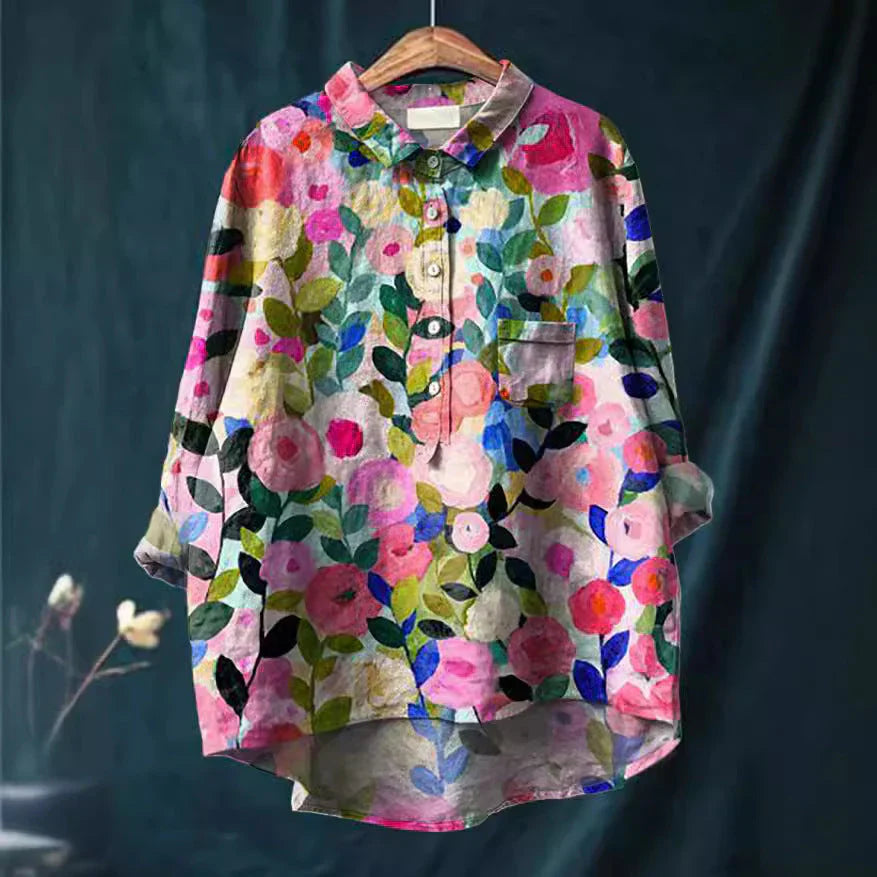 Esmae | Camisa Floral Algodón-Lino