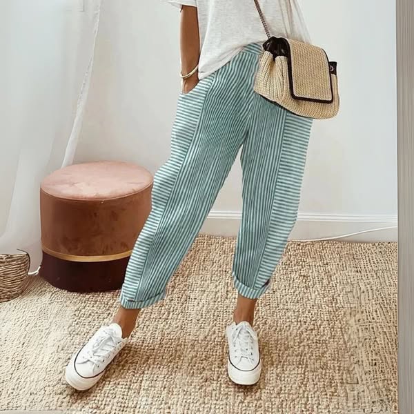 Silvia™ Pantalones de Algodón a Rayas